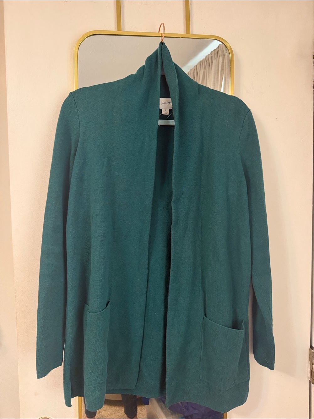 J. Crew green Open-Front Longline Jacket